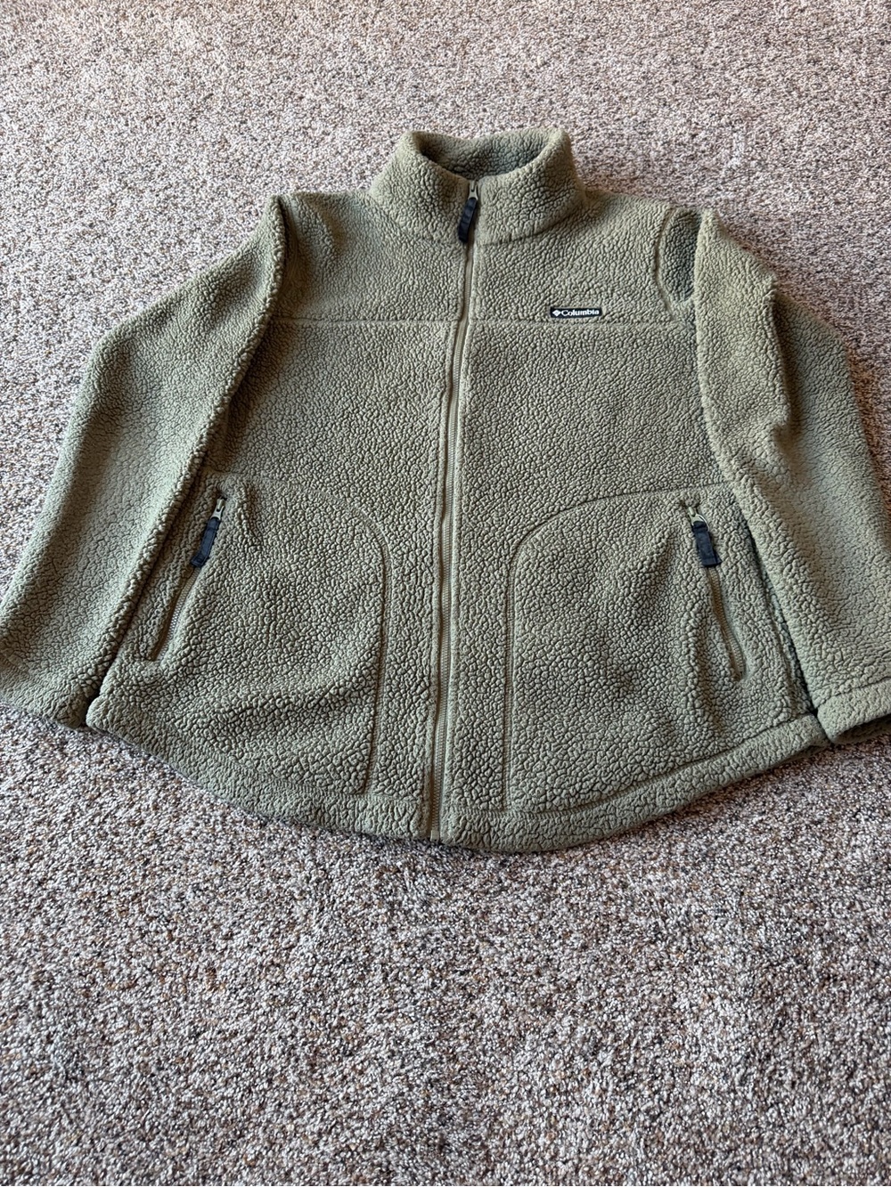 Columbia Men's Large Olive Green Sherpa Fleece Full Zip Jacket Gorpcore